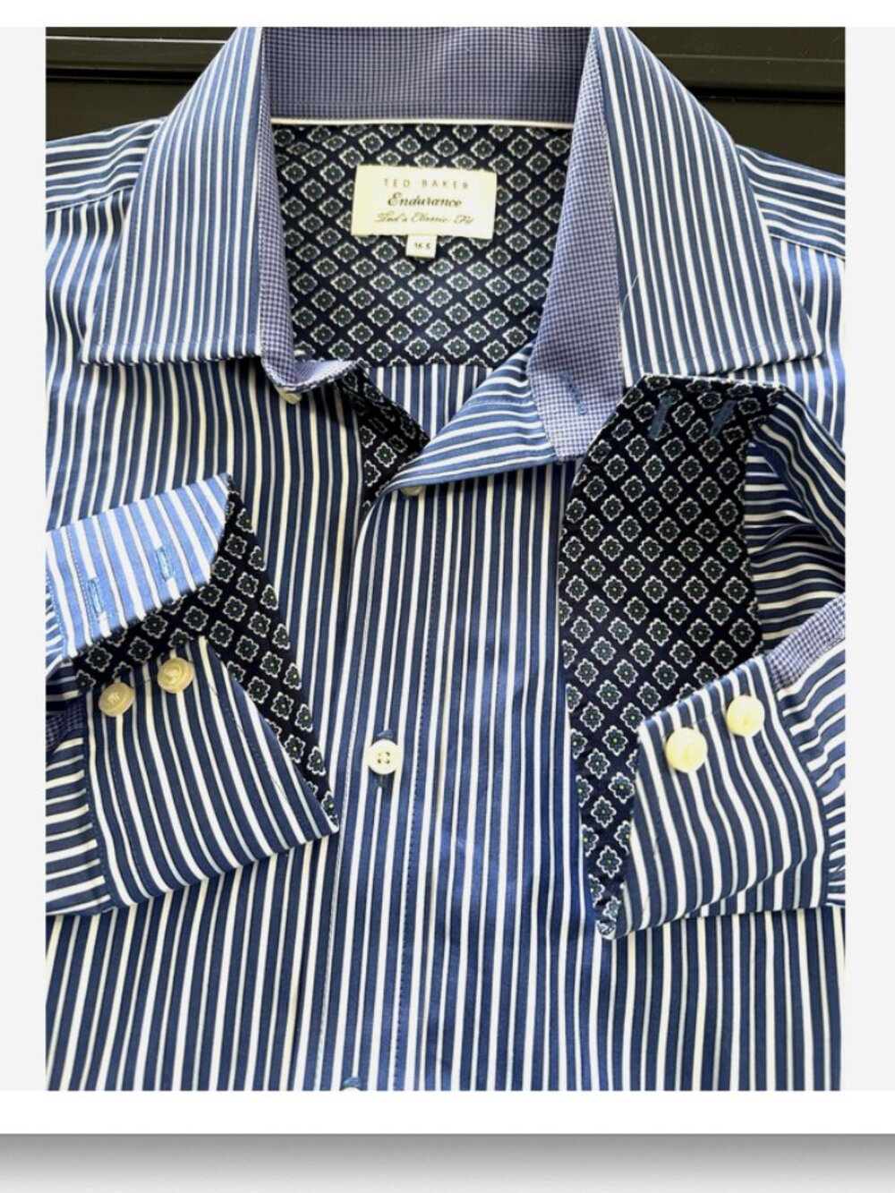 TED BAKER Endurance 16.5 Blue Stripe Walcot Dress Shirt Classic Fit 5